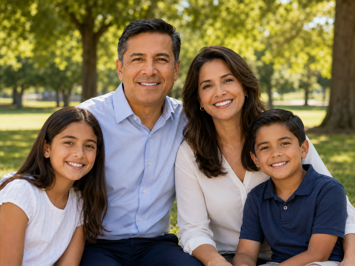 Mateo Flores with community members in the 9th District
