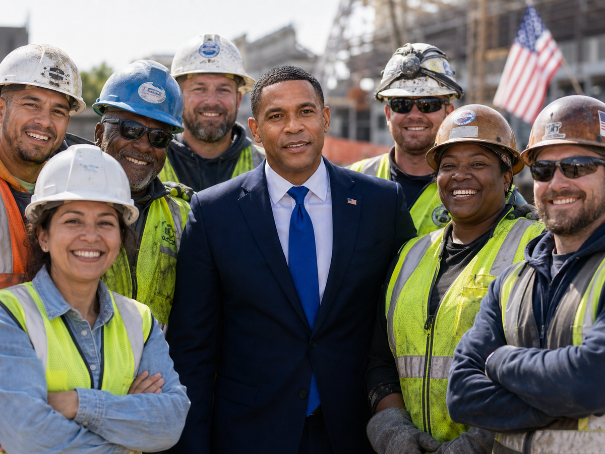 Marcus Bell with community members in the 9th District